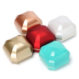 Rolin Roly Ring Box with LED Light Wedding Only Engagement Slim Jewelry Display Gift Case Light up Box for Jewelry Ring (Blue octagonal ring box)