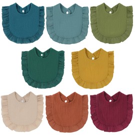 QuiblTern 8-Pack Muslin Baby Bibs Baby Drool Bibs Cotton Bandana Bibs for Baby Boy, Girls,Unisex,Drooling and Teething Bibs for Infant, Newborn, 0-24 Months