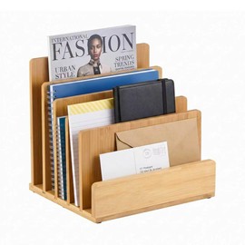 Klabelle Bamboo Mail Organizer Countertop Letter Holder for Desk