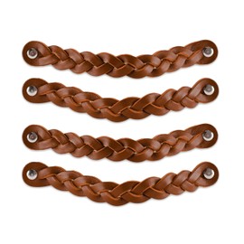 Brute Strength - Leather Drawer Pulls - Braided - Cognac - 4 pcs - 7-7/8 x 1 ’’ - Leather Handle - Leather Dresser Pulls - Cabinet knobs Dresser knobs - Dresser Handles