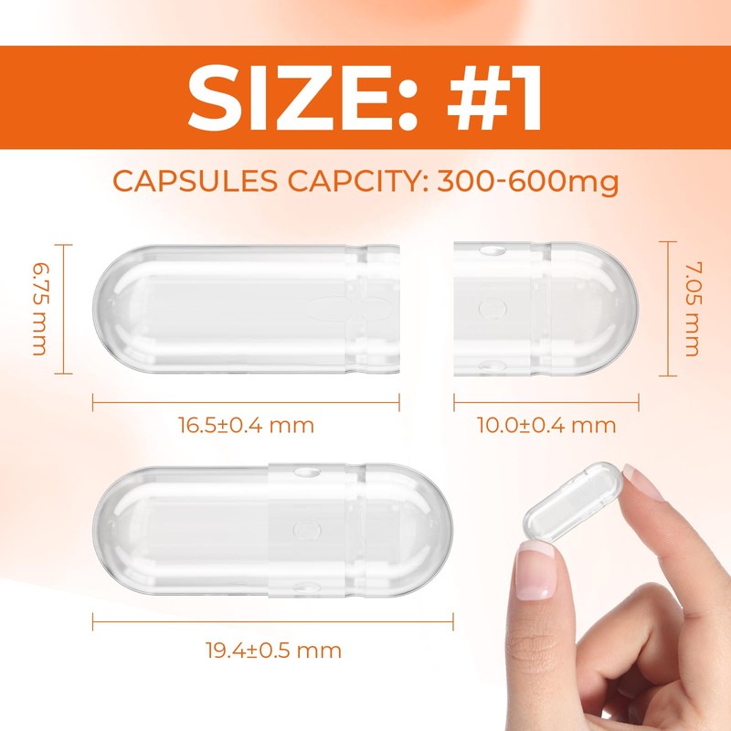 AngtaiJN Empty Gelatin Capsules Size 1 Clear Empty Capsules for
