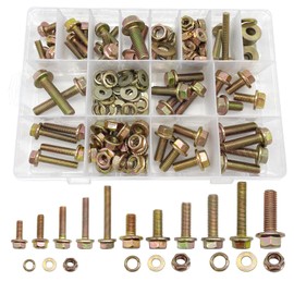 170pcs Metric Flange Bolt Assortment, Nuts and Bolts Assortment Kit, M6x1.0, M8x1.25, M10x1.5(16mm to 40mm) Metric Bolt Kit, Flange Hex Bolts and Nuts Washers Kit, Yellow Zinc, 11 Sizes