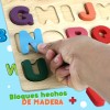 J.H. Company Rompecabezas Juguete Didactico Madera Numeros Letras M-092