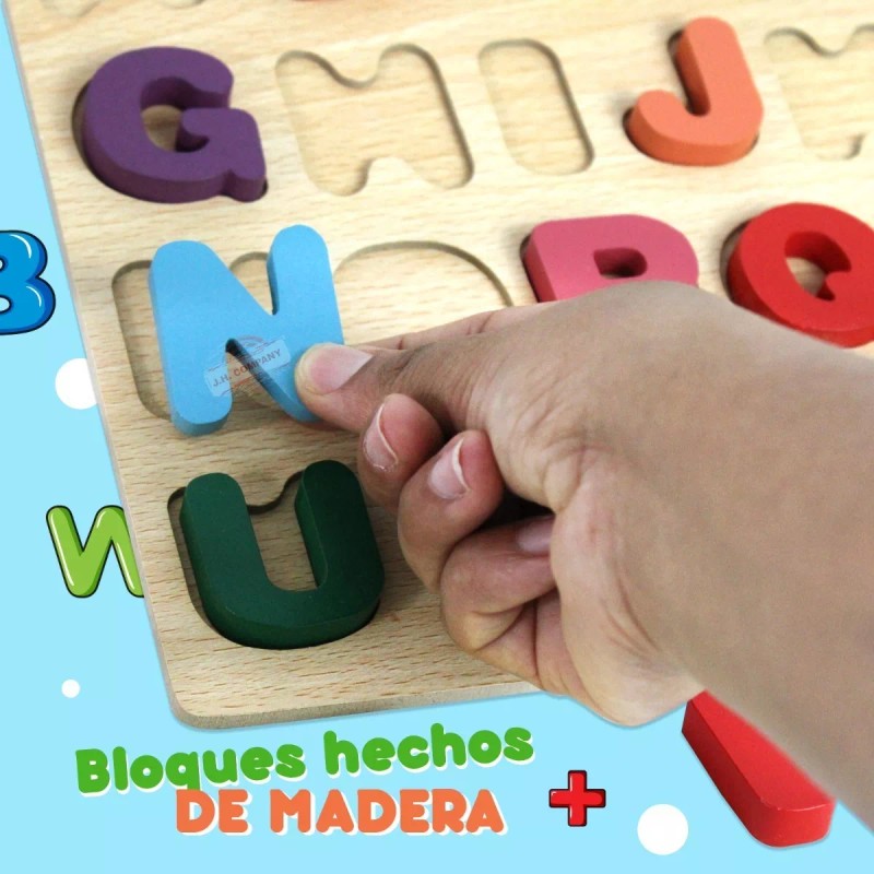 J.H. Company Rompecabezas Juguete Didactico Madera Numeros Letras M-092
