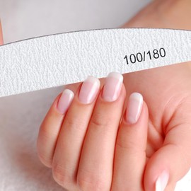 10X Professional Nail Files, 100/180 Grit Double Sided Emery Board Washable Fingernail Buffering Nail Files, Styling Tools for Nails Toe Pet Fingernails