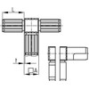 Design61 4 x T-piece connector for square pipes, pipe connectors,