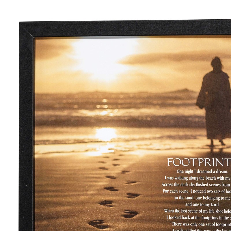 Dicksons Footprints Poem Sepia Sunset 15 x 12 Wood Decorative