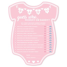 Party Hearty Baby Shower Games for Girl, 50 pcs Pink Mommy or Daddy Guess Who Game, Fun Activity Cards, Baby Shower Ideas