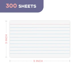 300 PCS Index Cards 3x5 Ruled - Goefun White Lined Note Cards 3 x 5 Flash Cards for Studying, Note Taking and to Do List