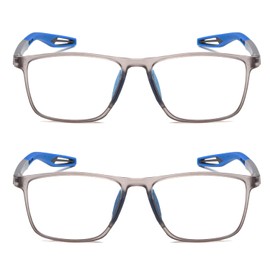 JOON-joon Reading Glasses Men 2 Pairs Sports Style Comfortable and Flexible Blue Light Blocking Readers for Men+3.0(Blue)