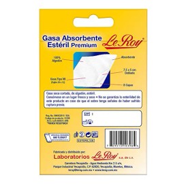Le Roy Premium Gasa Estéril 7.5x5cm Con 10 Piezas Blanco