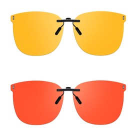 DreamCalf 2 Pack Clip On Blue Light Blocking Glasses for Men Women, Fit Over Glasses for Computer Use, TV