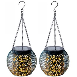 GIACOMO Solar Lights for Outdoors, Solar Lanterns IP65, Lanterns for Outdoors, Waterproof Metal Hanging Solar Lights for Outdoor Garden Decoration, Outdoor Backyards, Balcony Lighting