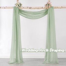 DONREN Extra Long Sage Green Semi-Sheer Window Valance - Luxury Soft Scarf for Wedding Arch, Curtains (1 Panel, 52 x 288 Inch)