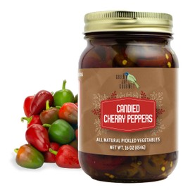 Green Jay Gourmet Pickled Candied Cherry Peppers in a Jar - Fresh Hand Jarred Vegetables for Cooking & Pantry – Pre-Prepared Pickled Cherry Peppers – Simple Natural Ingredients - 16 Ounces