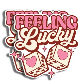 Feeling Lucky Gambling Dice Stickers - Roll The Dice Gambler Stickers - 5" On Longest Side - 2 Pack - High Adhesive Tack - Bumper Stickers for Cars, Truck, SUV - Made in USA - PLS055