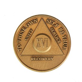 16 Year Bronze AA (Alcoholics Anonymous) - Sober / Sobriety / Birthday / Anniversary / Recovery / Medallion / Coin / Chip