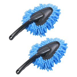 Flaconi 2 x Car Duster for Car, Cleaning Brush with Handle, Super Fine Microfibre Duster Car for Cleaning Car Interiors and Cracks, Suitable for Car, Bike, Motorhome (Blue)