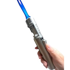 Windproof Torch Lighter and Bottle Opener, Blue Flame Strong Lighter, Powerful Refillable Jet Flame Lighter, Cool Lighters, for Candles Campfires BBQ Baking, Camping, Outdoors (Silver Matte)