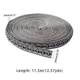 PH PandaHall 12 Yards Polyester Gimp Braid Trim 2cm Wide Gray Decorative Trim Upholstery Braiding for DIY Crafts Costume Trimming Basket Trim Sewing Curtain Chair Furniture Decoration Accessories