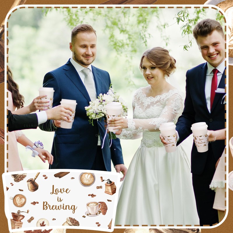 Jingmore 50 Pcs Coffee Bridal Shower Cup Sleeves Love Is