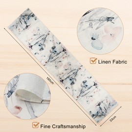 APOMOONS Table Runner Spring Table Runner Modern Boho Colourful Table Decoration Dining Table Vintage Table Runner Washable Tablecloth Flowers, Decorative Beige Cream Ink Pattern for Dining Table 33 x