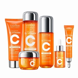 Meiyuannaisi Vitamin C Skin Care Set With Cleanser, Toner, Face Serum, Face Cream, And Eye...