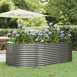 Gecheer Raised Garden Beds Outdoor Garden Raised Bed Gray 83.5"x55.1"x26.8" Powder-Coated Steel