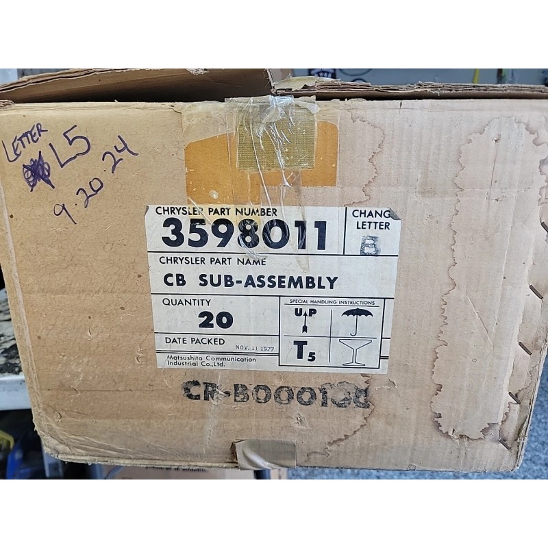 Delco L5•Vintage Chrysler CB Radio Sub-Assembly Part No. 3598011~Tested NOS