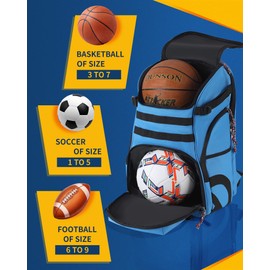 Large Basketball Bag Backpack for Men Women Kids Basketball Bookbag with Ball Compartment Shoes Bag 35L Capacity Boys Girls Soccer Ball Bag Gym Backpack Fit Volleyball Football Sports Travel School
