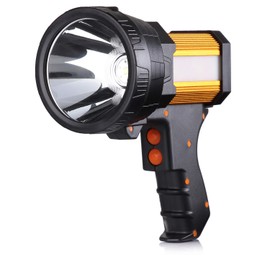 BUYSIGHT Rechargeable Spotlight,Spot Lights Hand held High lumens Large Flashlight Handheld Spotlight Lightweight and Super Bright Flashlight (Aluminium_Alloy Golden)