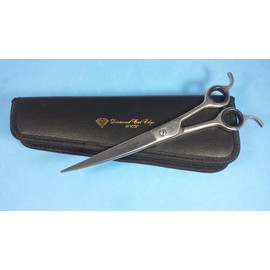Professional Pet Dog Grooming Scissors Shears 8.5" Curved Diamond Cut Edge Japanese Stainless with Case