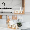 INNERNEED Bamboo Wooden Dish Rack, Vertical Plate & Lid Organizer