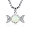 DRINSPER Hecate Opal Necklace for Women Triple Moon Hekate Goddess