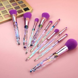 Stockyhut Makeup Brushes 10 PCS Crystal Handle Makeup Brush Set, Premium Synthetic Bristles Cosmetic Brush for Powder Foundation Blush Concealer Blending Eye-shadow Eyeliner Make Up (multicolor).