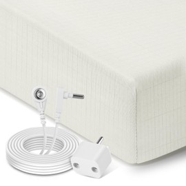 Grounding Sheets King, 90% Organic Cotton + 10% Pure Silver Fiber, Fitted Earth Sheets with 15 ft Grounding Cord, King Size 76"x 80"x 15", White