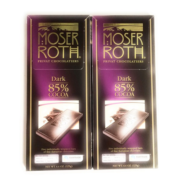 Moser Roth German Dark Chocolate Bars (85%, pack of 2)