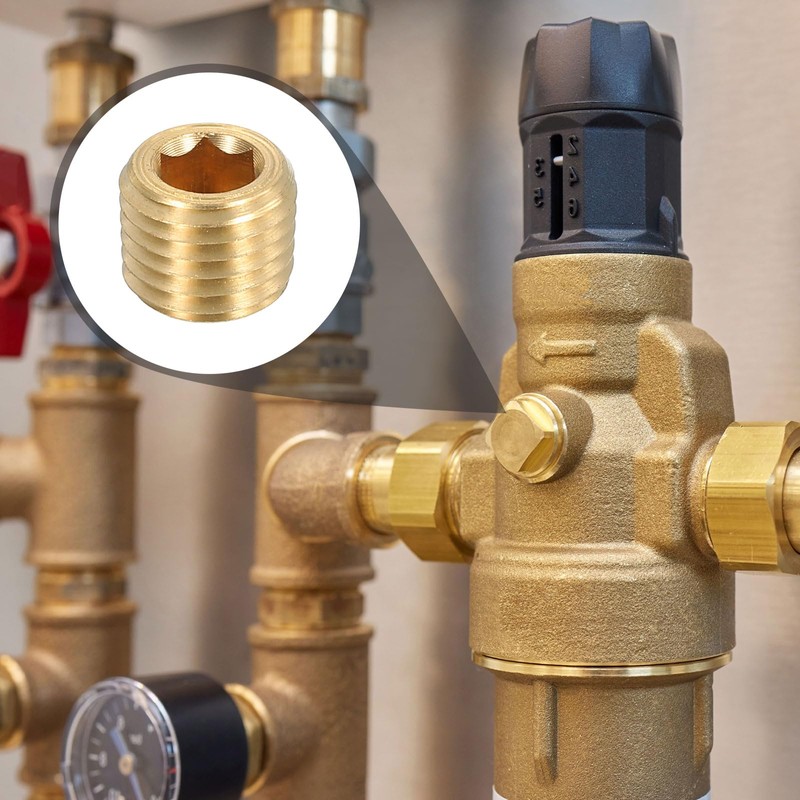 uxcell 6Pcs Brass Pipe Plug Fitting, 1/16" NPT Male Hex