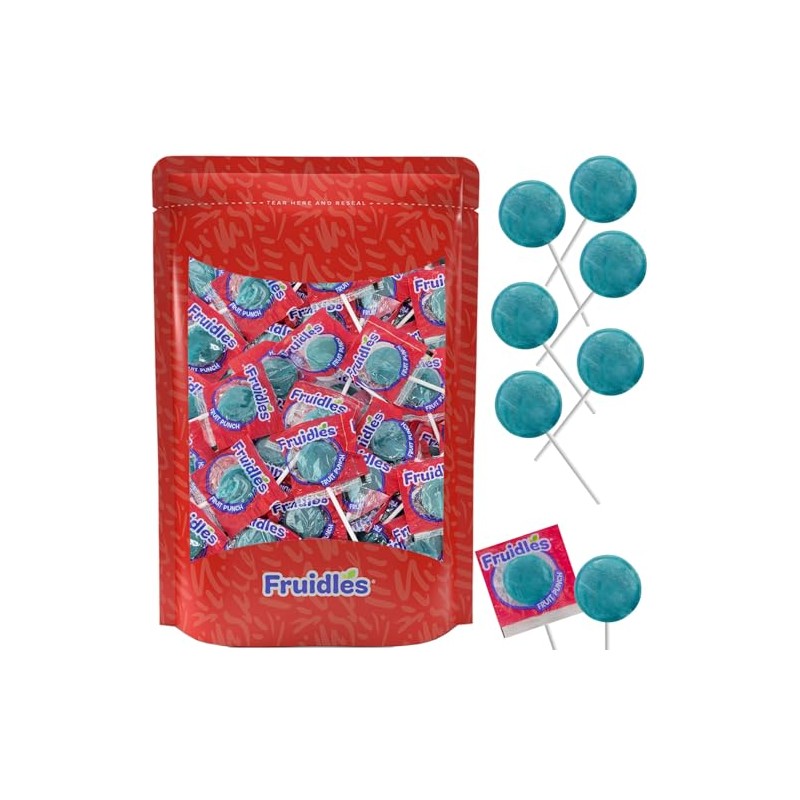 100 Blue Raspberry Lollipops Candy Suckers for Kids, Perfect for