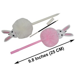Maydahui 6 PCS Plush Rabbit Pom Pom Pen Fluffy Fur Bunny Rollerball Gel Pen Cute Cartoon Animal Pen Long Ears With12 PCS Pen Refills Black Ink for Easter Office School Party