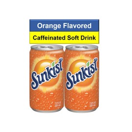 Sunkist Orange Soda Mini Soda Cans, 7.5 oz Soft Drinks Bulk Snacks Pack, Small Refrigerator & Snack Pantry Drink 12 Count Beverage Bedroom & Kitchen Supplies