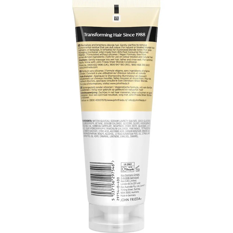John Frieda Sheer Blonde Brightening Shampoo 250mL