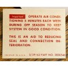 Unbranded 61-64 Chevy Air Conditioning Instruct Glove Box Decal Corvette