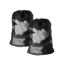 Large Mesh Laundry Bag with Drawstring, 58x91cm， Extra Large Heavy Duty Delicates Bag for Travel, College Dorm, Apartment, Family, Camp（Black)