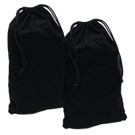 ZENPAC Cloth Bags, Black Duster Flannel Boot Storage with Drawstring Closure, Washable Breathable Cotton Fabric for Shoe, Luggage, 12.5x20.5, 2 Pack