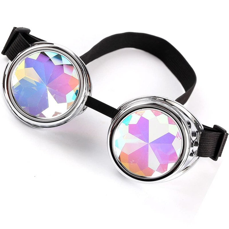 Kaleidoscope Goggles for Raves Trippy Psychedelic Steampunk Glasses with Rainbow