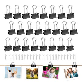 100 Stück Foldback Klammern Metall, 19 mm Büroklammern mit 1 Box Büroklammern, Metallklammern, Binder Clips, Papierklammer, Vielzweckklammern für Bürobedarf, Schule, Notizen, Briefpapier (Schwarz)