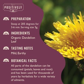 Organic Positively Botanicals Company, Dandelion Leaf, Herbal Tea Loose Leaf Botanical, 16 Ounce
