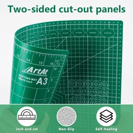 ArtAt Self Healing Cutting Mat:【10 Pack Cutting Mat 12″x 18″】 Green Double Sided Non-Slip 5 Layers PVC Durable Craft Sewing A3 Mat for Rotary Cutter