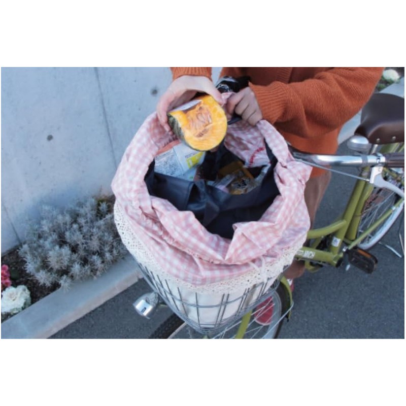 MARUTO (マルト) Inner Type Front Basket Cover Check Pink D-7F